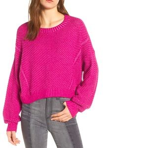 BP · PINK PLUMIER PLAITED DROP SHOULDER SWEATER - SIZE LARGE